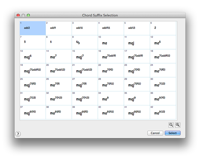 Chord Suffix Library 700