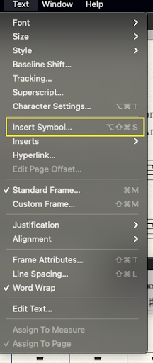 symbol menu